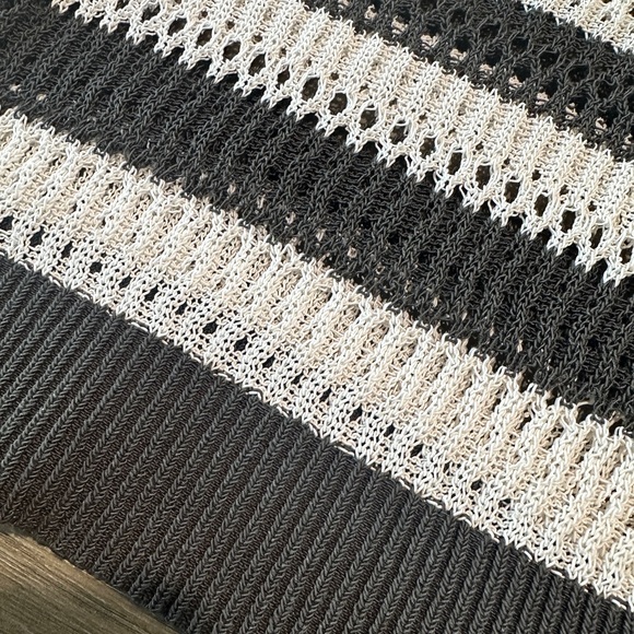 Madewell Open-Stitch Cropped Sweater Tee Charcoal Stripe Size XXS - Picture 7 of 8